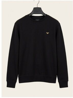 Emporio Armani Black Crewneck with Gold Logo